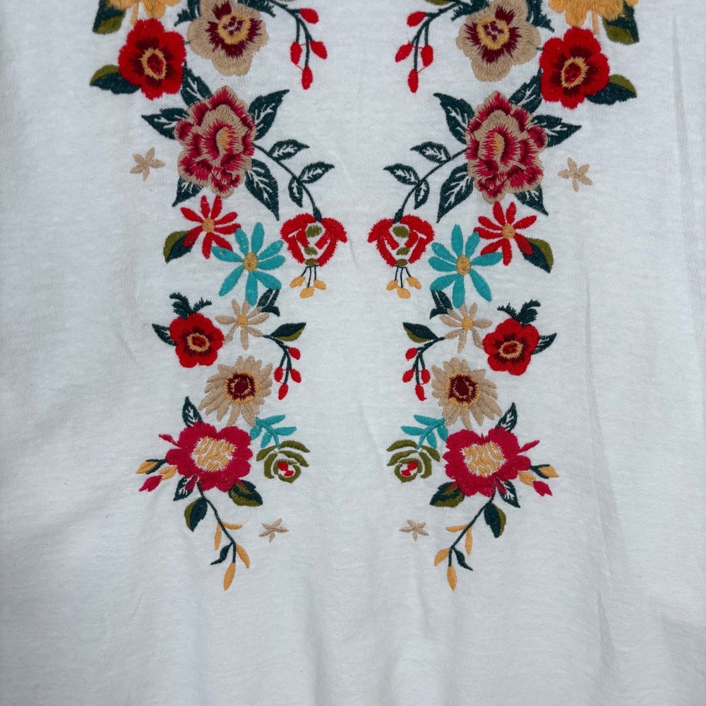 UMGEE‎ Embroidered T Shirt Tunic Dress Medium Pockets Cottage Boho Lounge Comfy - Picture 6 of 13
